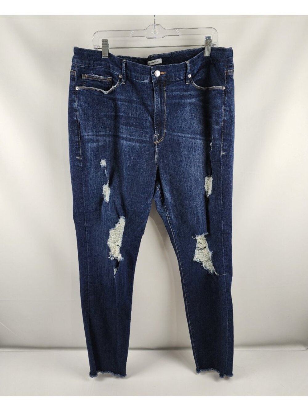 Good American Jeans Women 22 Blue Good Legs Distressed Denim 40x28 USA